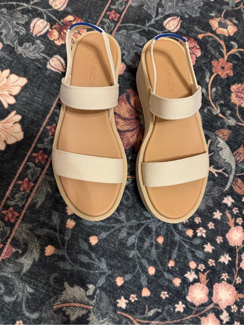 Rothy's Cream/Tan Double-Strap Slingback Sandals